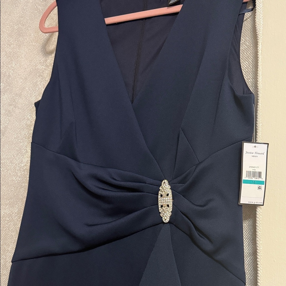 Brand new Jessica Howard Navy maxi Dress with Embellished Waist - Picture 5 of 7